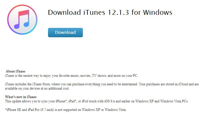 Загрузка iTunes 12.1.3 для Windows